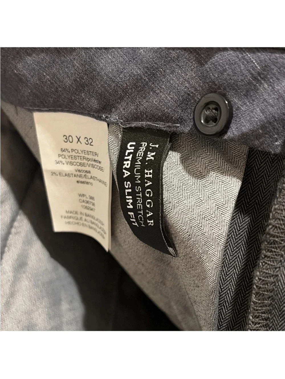 J.M. Haggar Premium Stretch Ultra Slim Gray Herringbone Dress Pants 30x32